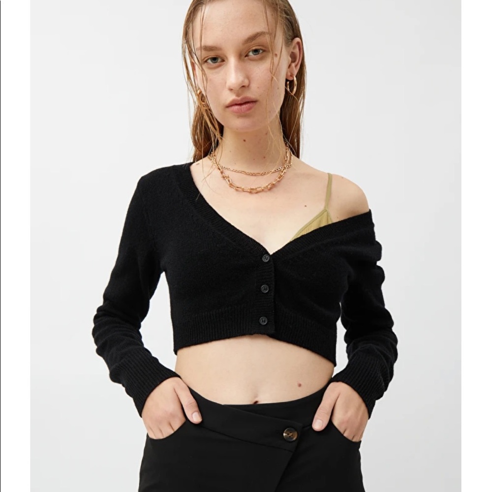 NWT Weekday Tori Wool Cropped Cardigan Black XS